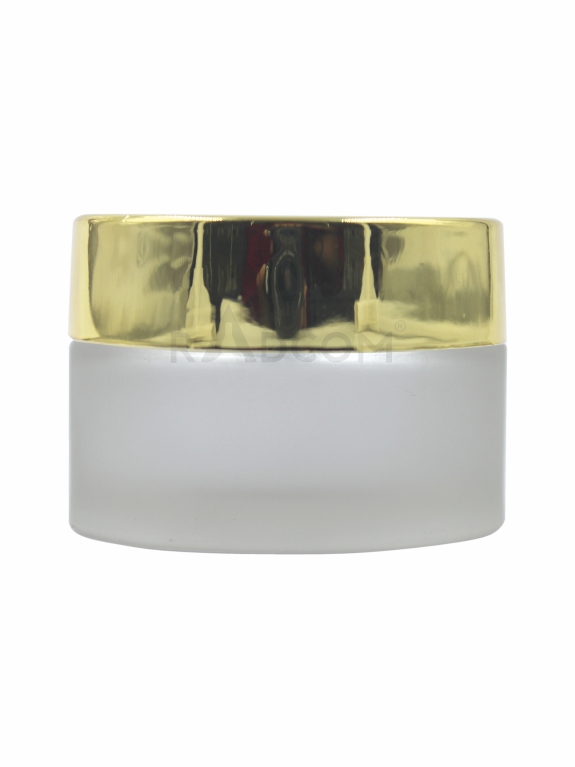 50Gm Shine Jar - Frosted-With Plastic Gold Cap With Inner Lid